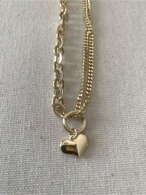 Gold-tone Heart Pendant Layered Necklace